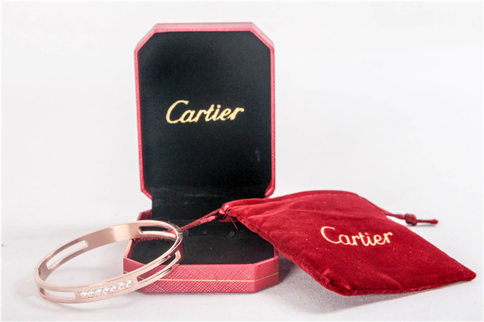 High Quality Cartier Love Wedding Bangle Stainless Steel Cutout Rose Gold With Diamonds  BE95B1724532