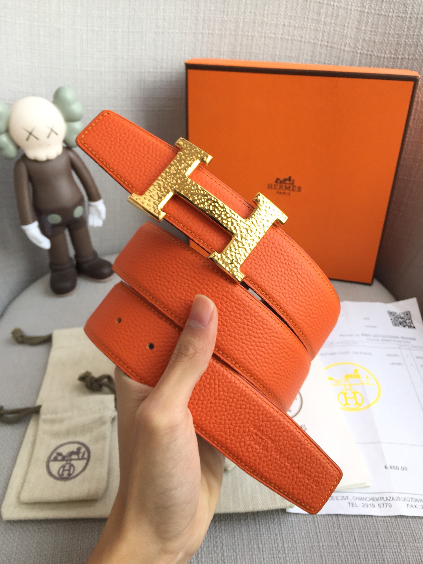 Hermes Belt in Orange