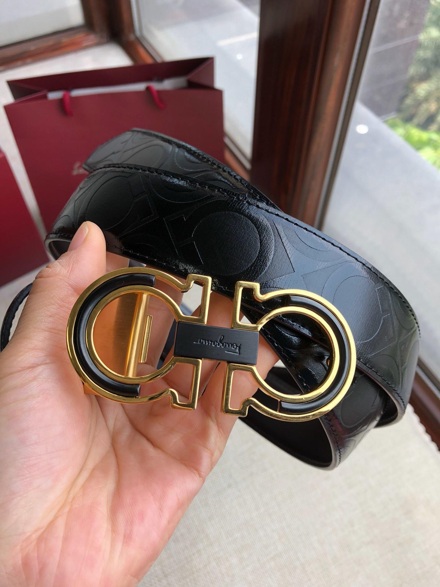 Black leather Ferragamo silver buckle belt ASS02261