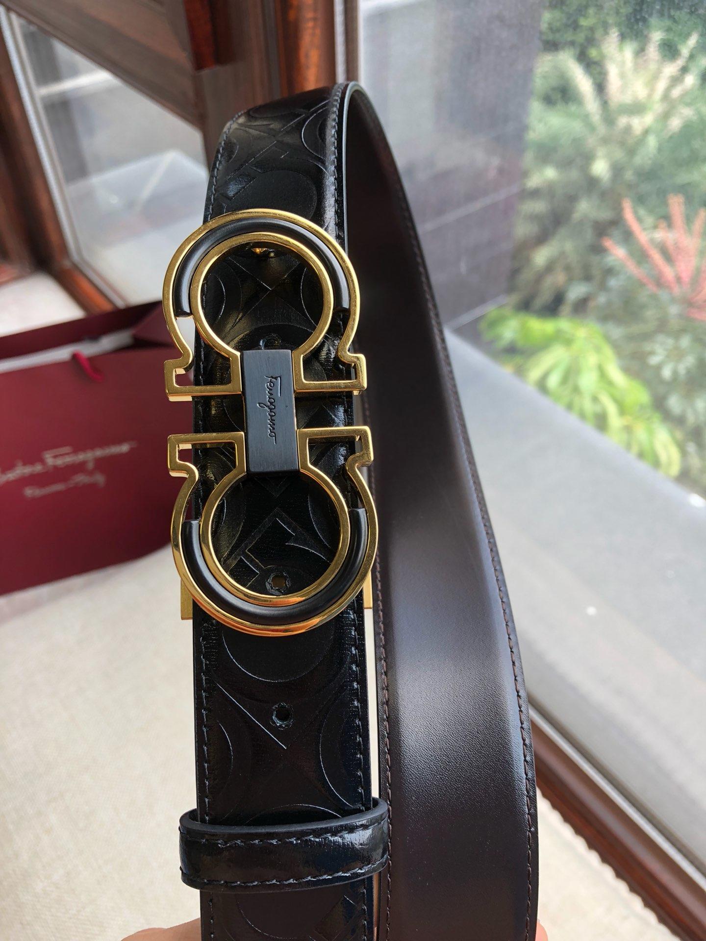 Black leather Ferragamo silver buckle belt ASS02261