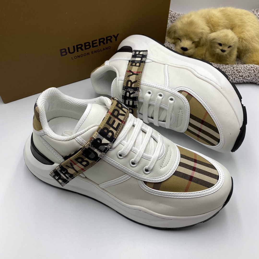 BurBerry Sneaker in White with Brown