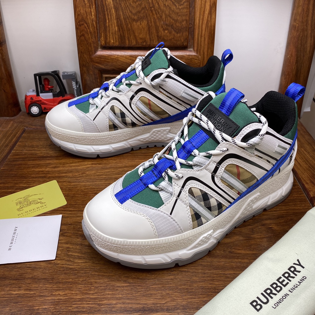BurBerry Sneaker in White with Blue and Green