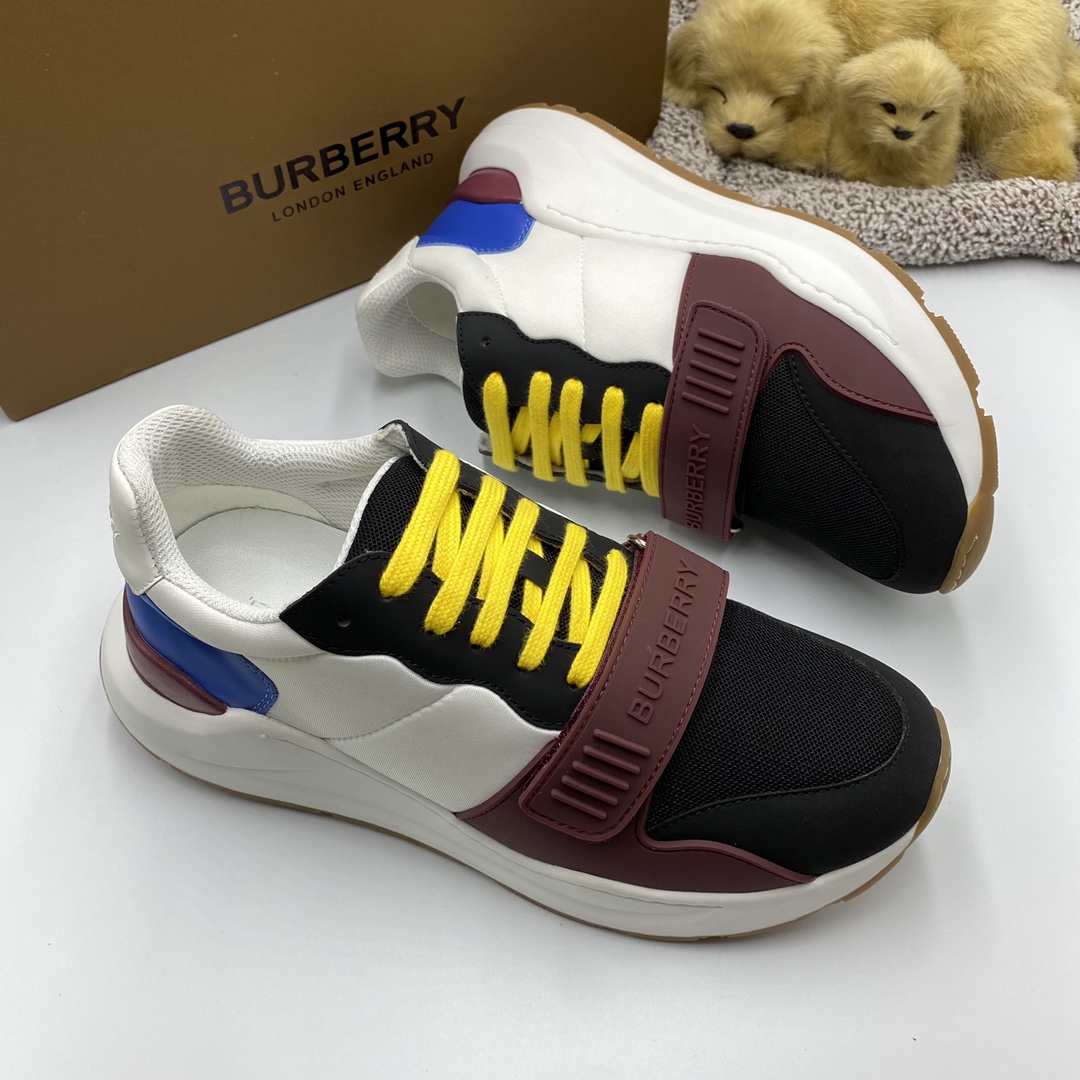 BurBerry Sneaker in White with Black and Claret