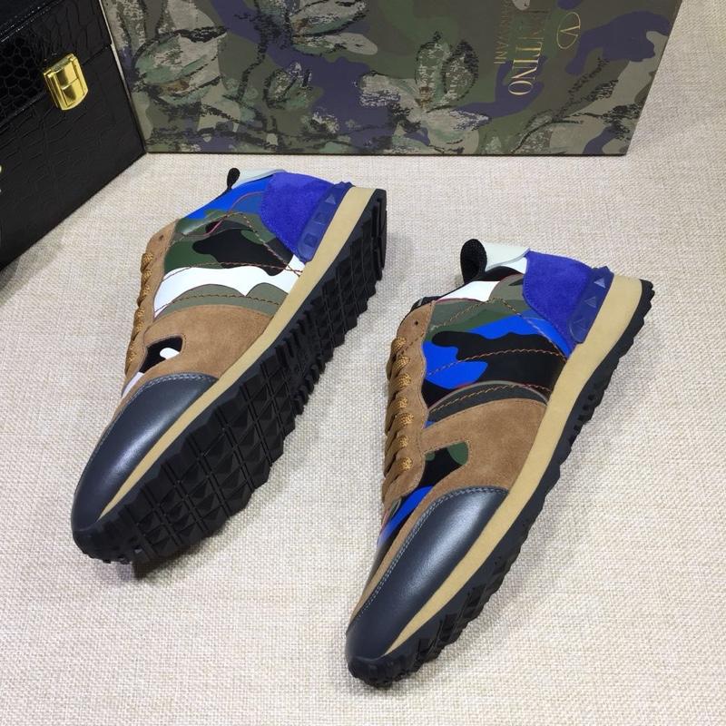 Valentino Perfect Quality Sneakers Brown and blue camouflage details with beige soles MS071436