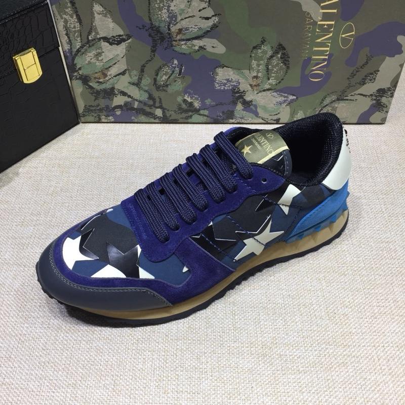 Valentino Perfect Quality Sneakers Blue and camouflage stars detail with white sole MS071430