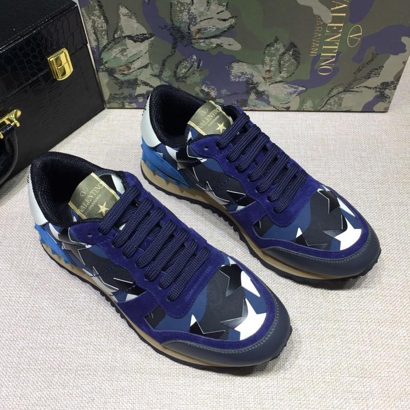 Valentino Perfect Quality Sneakers Blue and camouflage stars detail with white sole MS071430