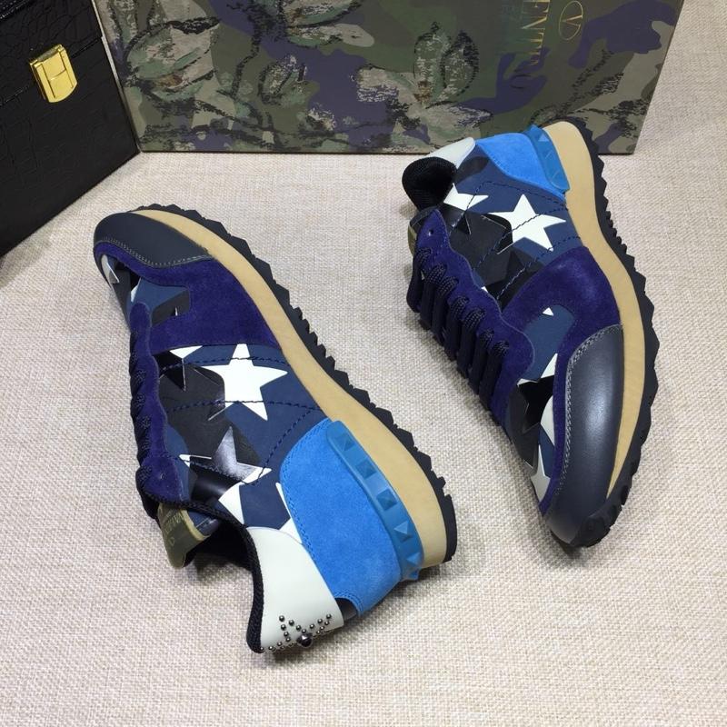 Valentino Perfect Quality Sneakers Blue and camouflage stars detail with white sole MS071430