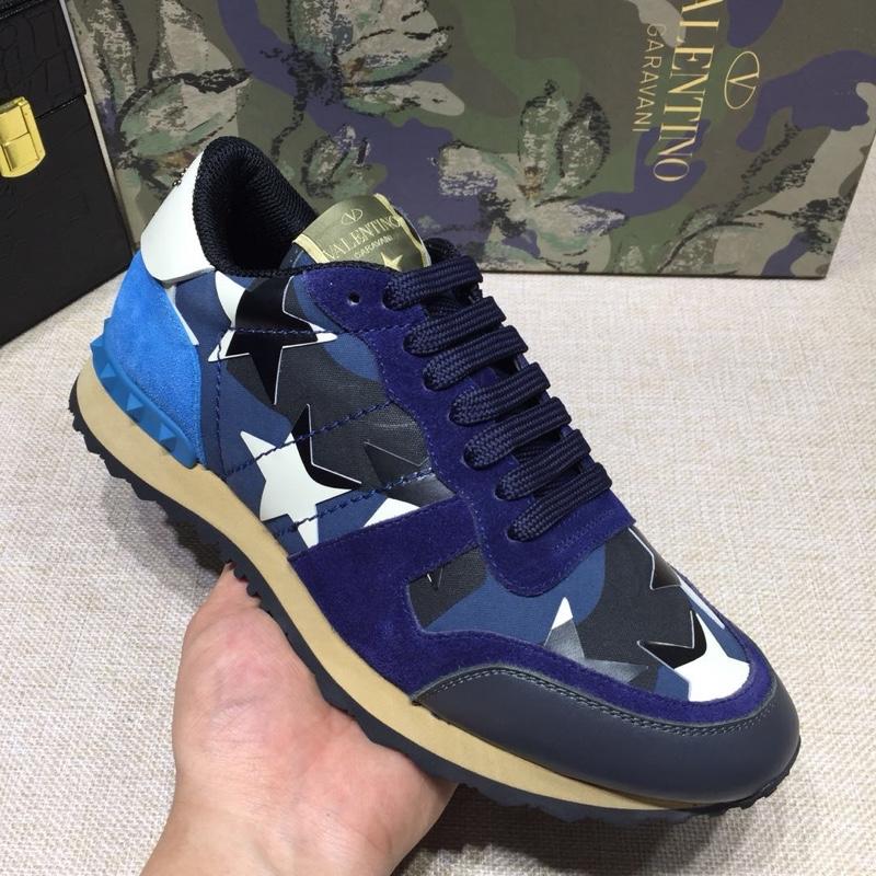 Valentino Perfect Quality Sneakers Blue and camouflage stars detail with white sole MS071430