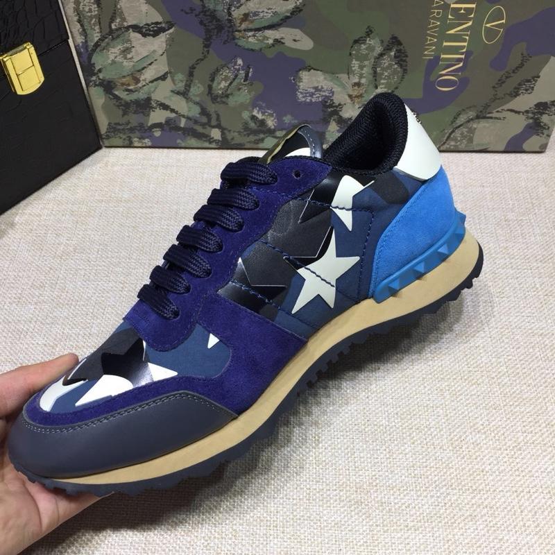 Valentino Perfect Quality Sneakers Blue and camouflage stars detail with white sole MS071430