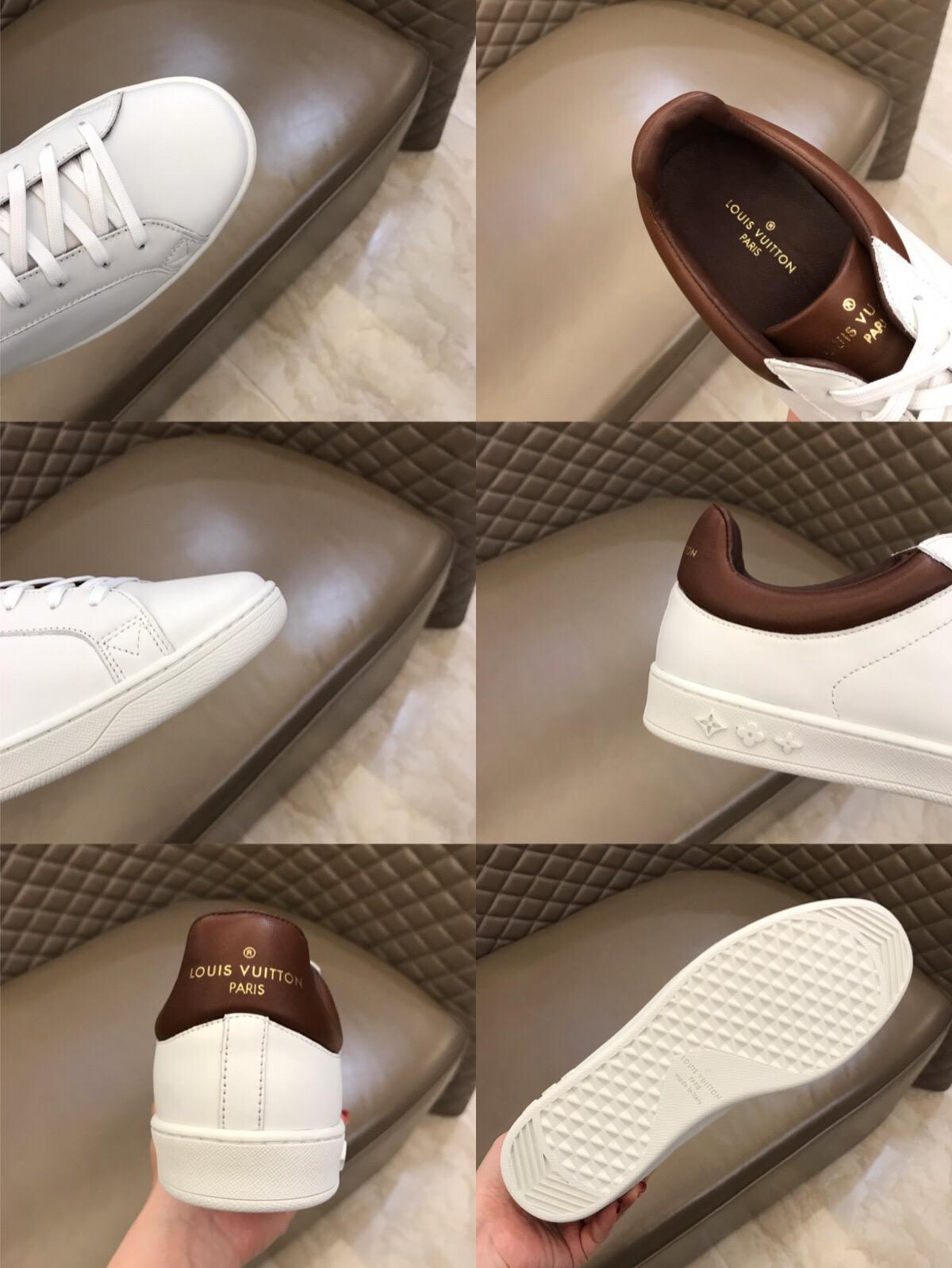 lv Perfect Quality Sneakers White and brown trim and white sole MS02842