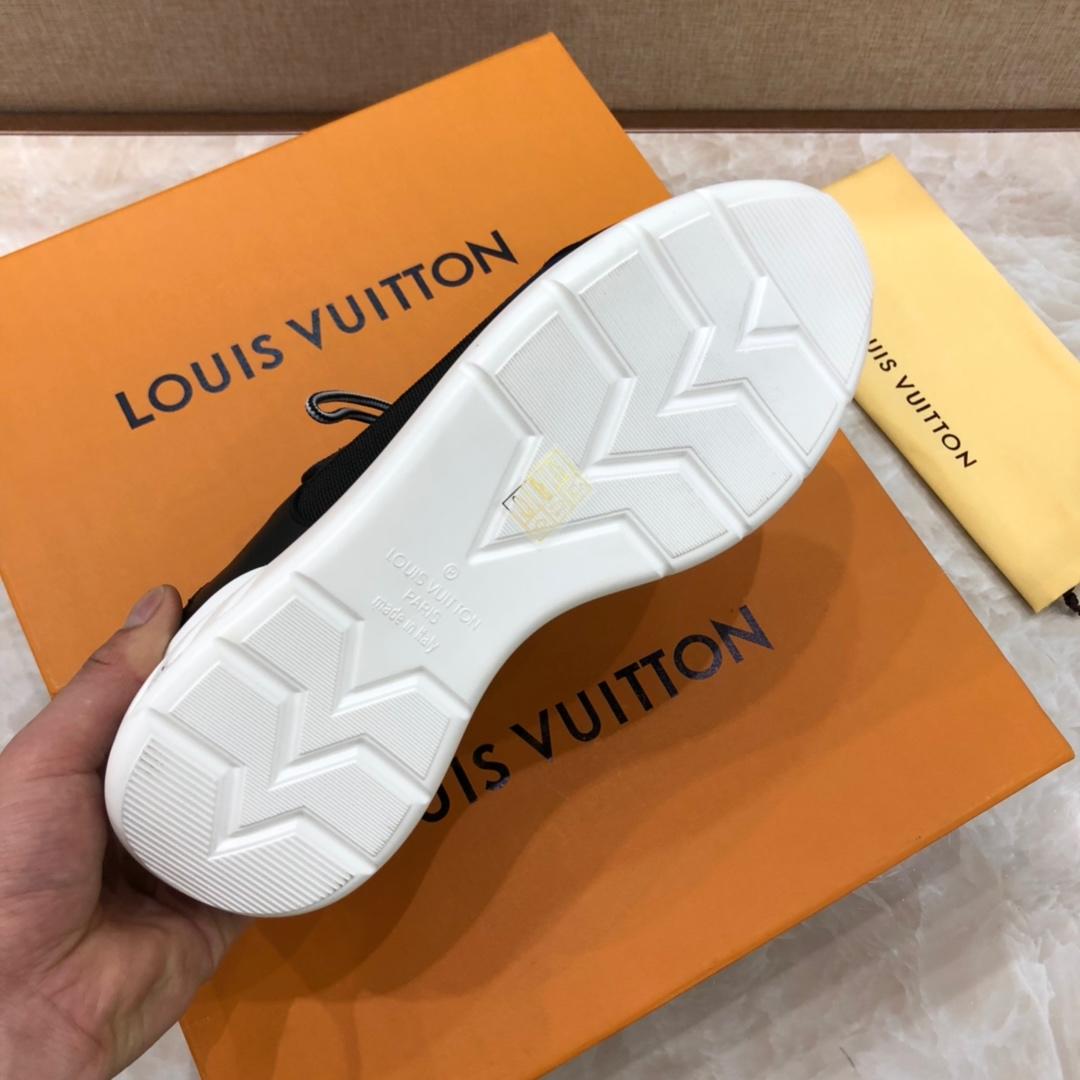 lv Perfect Quality Sneakers Blue Monogram and Black Leather Details with White Sole MS071125