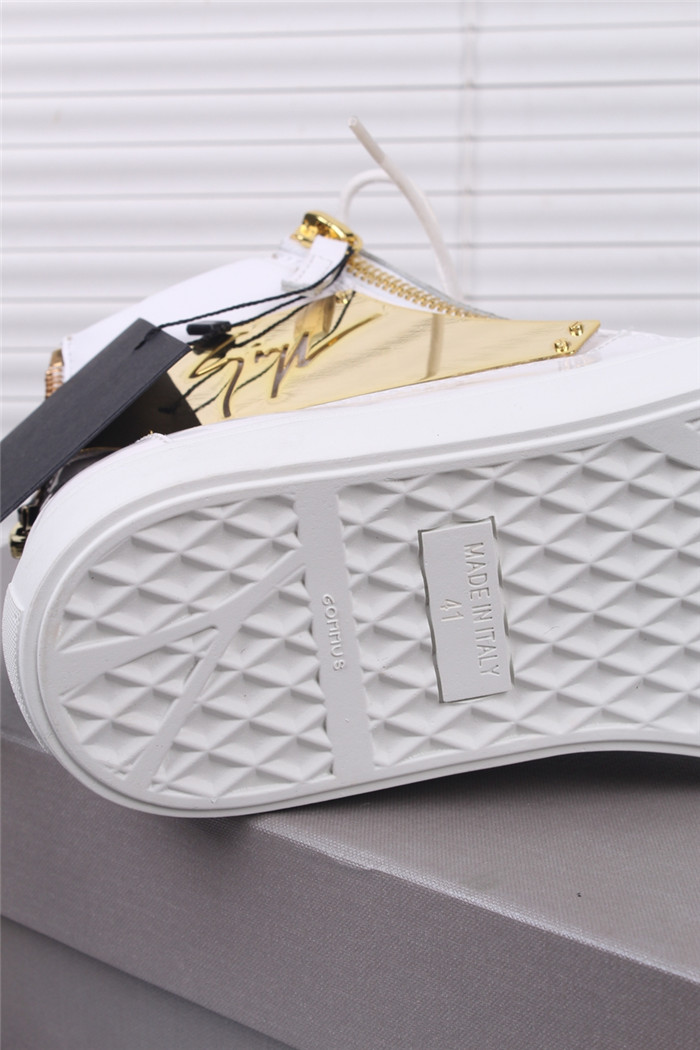 High Quality Giuseppe Zanotti London Plated Zip High Top White Sneakers