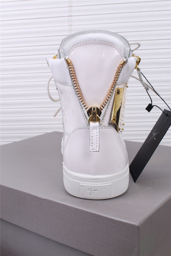 High Quality Giuseppe Zanotti London Plated Zip High Top White Sneakers