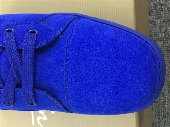 High Quality Christian Louboutin Louis Flat Veau Velours Electric Blue High Top Men Sneaker