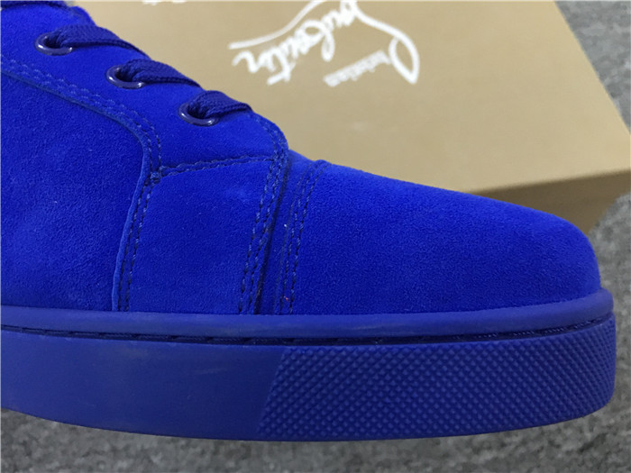 High Quality Christian Louboutin Louis Flat Veau Velours Electric Blue High Top Men Sneaker