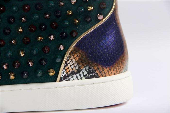 High Quality Christian Louboutin High Top Leather Spikes Sneakers