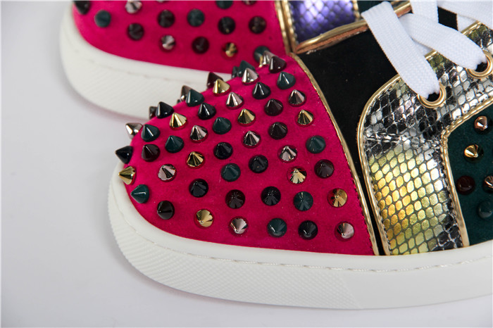 High Quality Christian Louboutin High Top Leather Spikes Sneakers