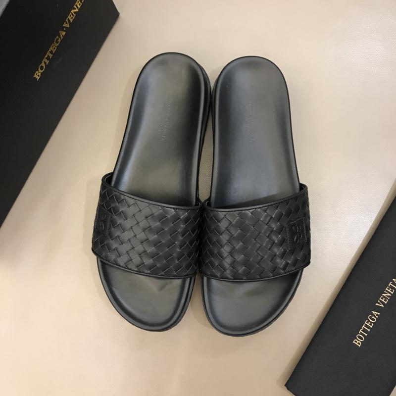 Bottega Veneta black Crisscross slides in woven leather MS02581