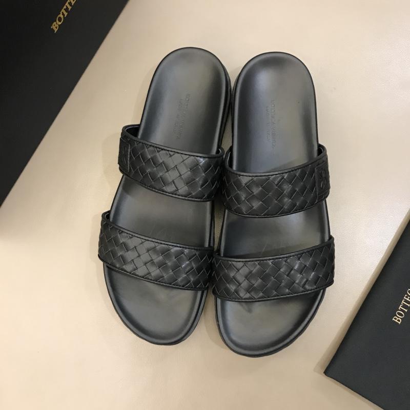 Bottega Veneta black Crisscross slides in woven leather MS02578