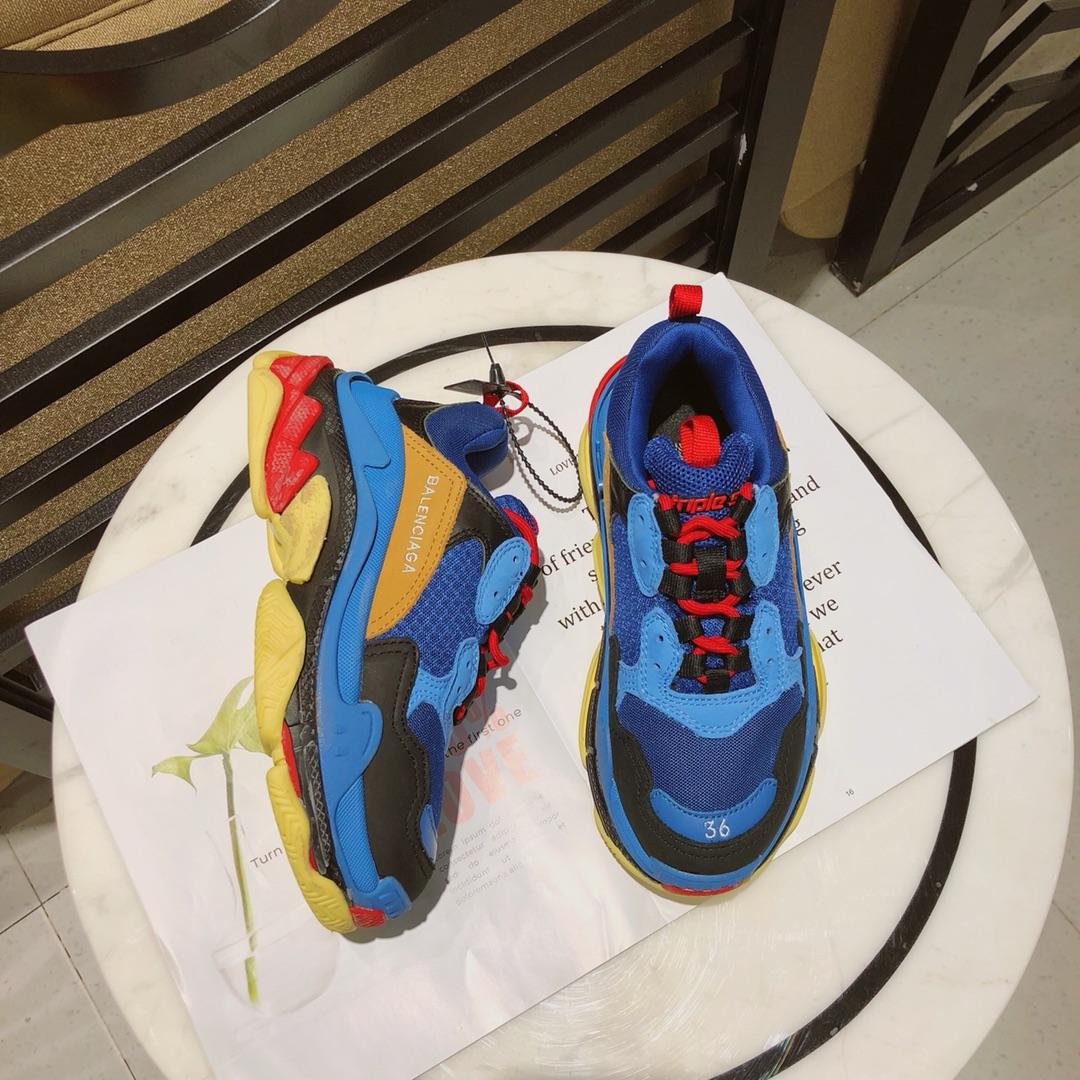 Balenciaga Triple S Blue Orange Black Yellow Red Release Info Perfect Quality Sneakers Sneaker MS09081