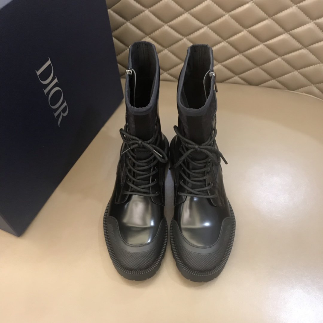 Dior Oblique Calfskin Mid Top Black Boots MS021043