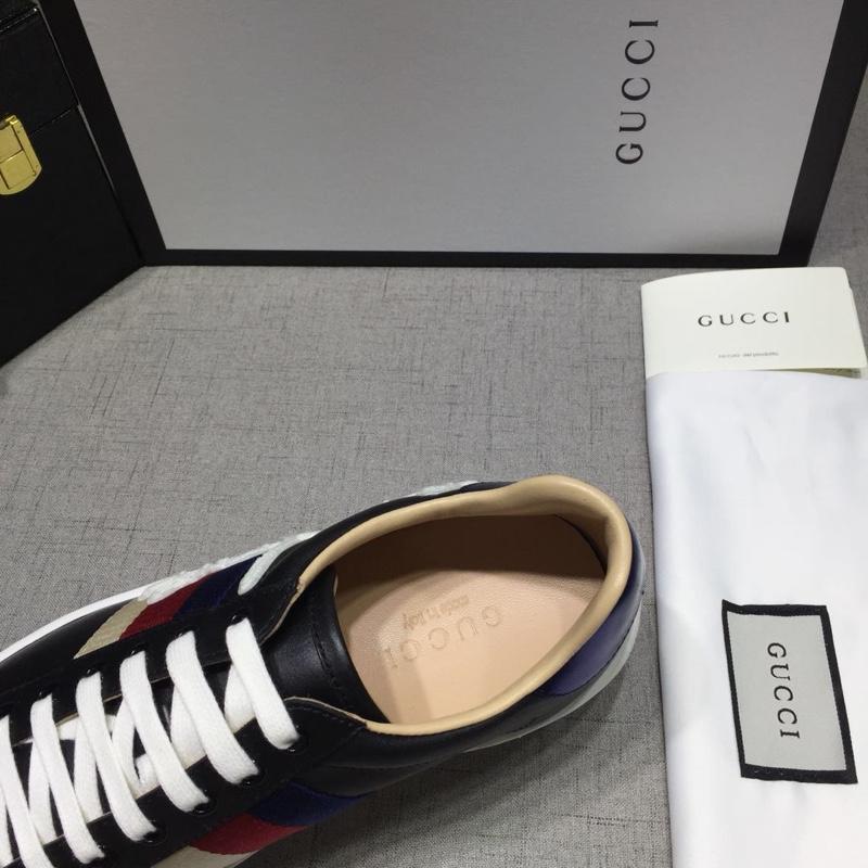 Gucci Fashion Sneakers Black and tricolor wet with white soles MS07762