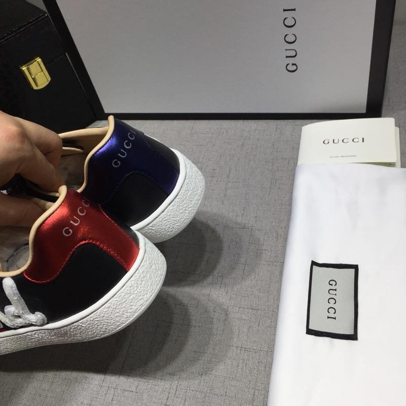 Gucci Fashion Sneakers Black and tricolor wet with white soles MS07762