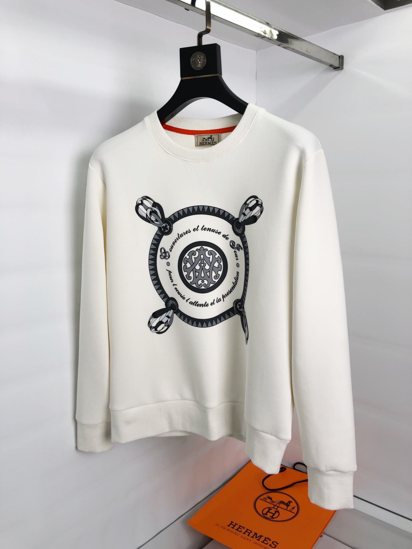 Hermes Sweatshirt Cotton Print in White