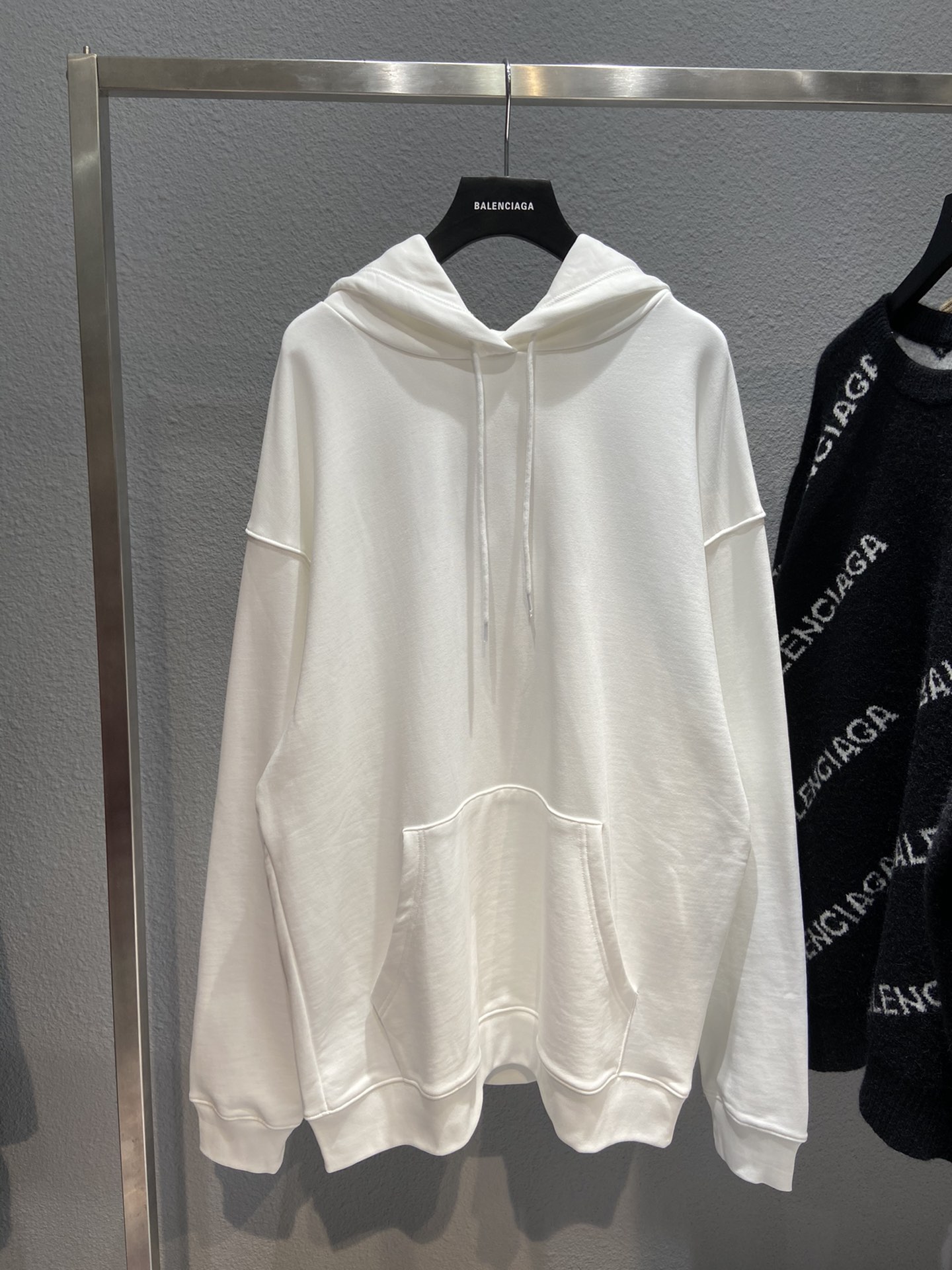 Balenciaga Hoodie Logo Medium Fit in White