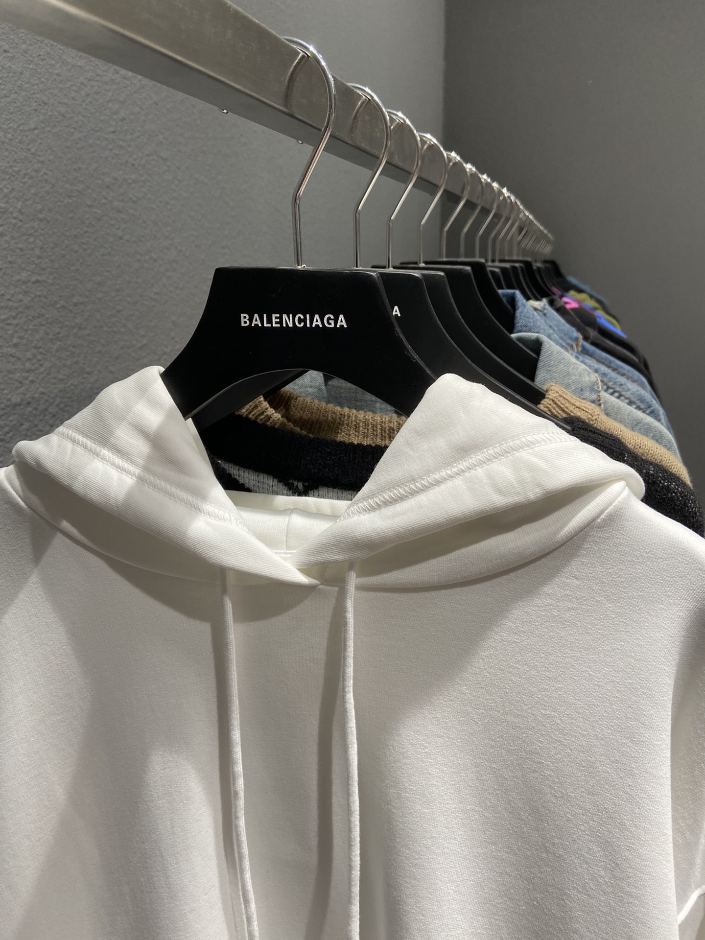 Balenciaga Hoodie Logo Medium Fit in White