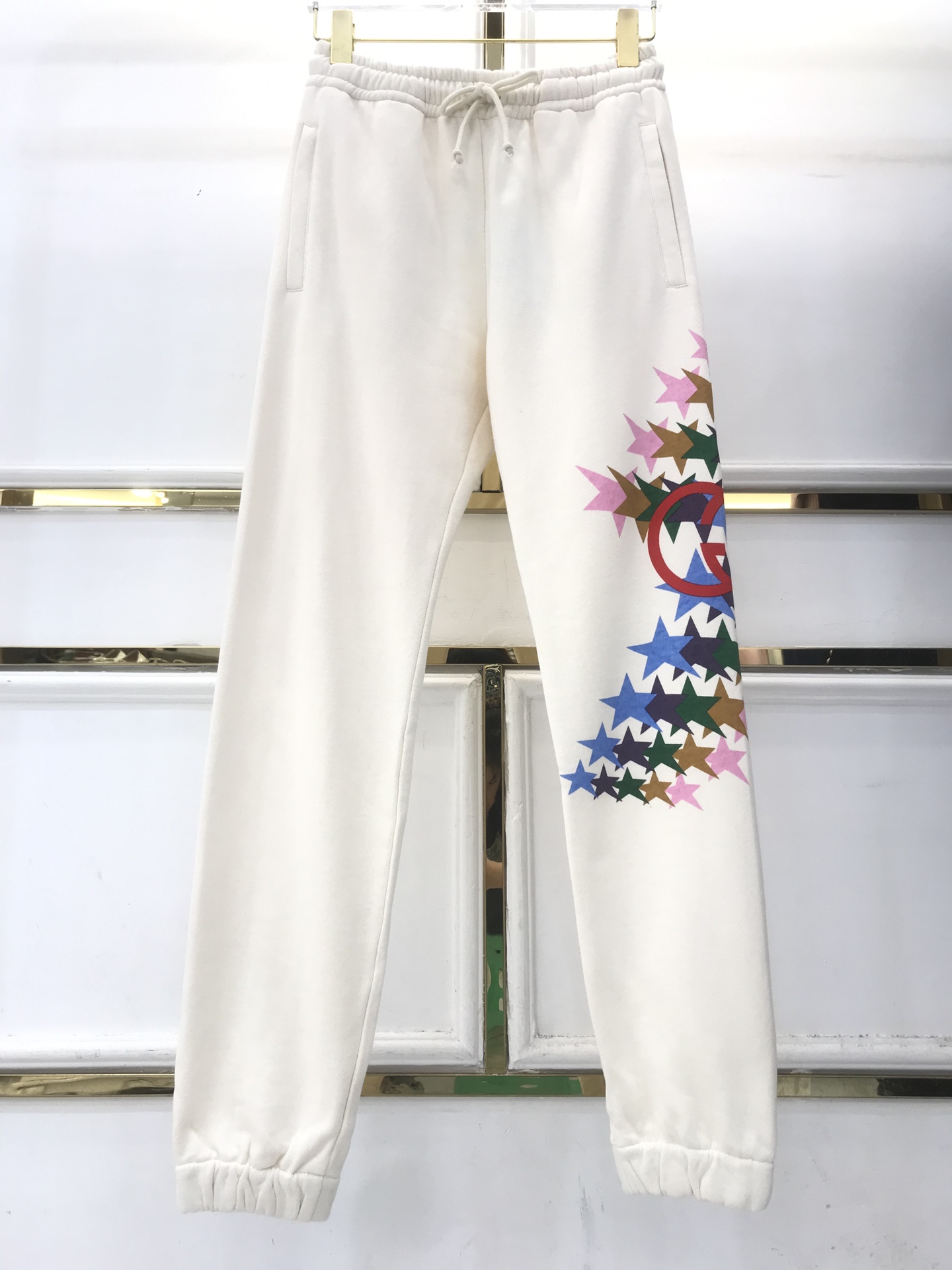 Gucci Pants Interlocking G star flash print cotton