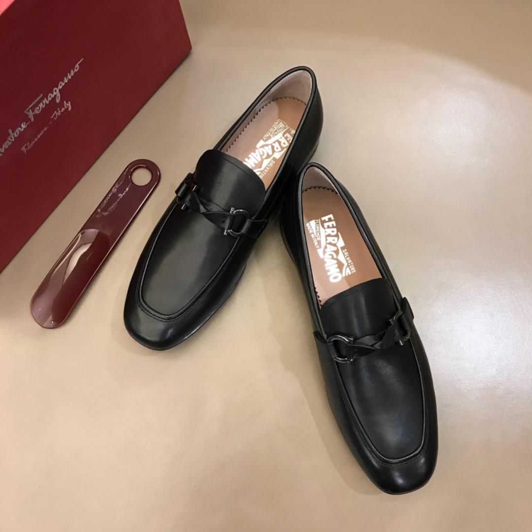 Salvatore Ferragamo Black Suede leather Fashion Perfect Quality Loafers With Black Buckle MS02998