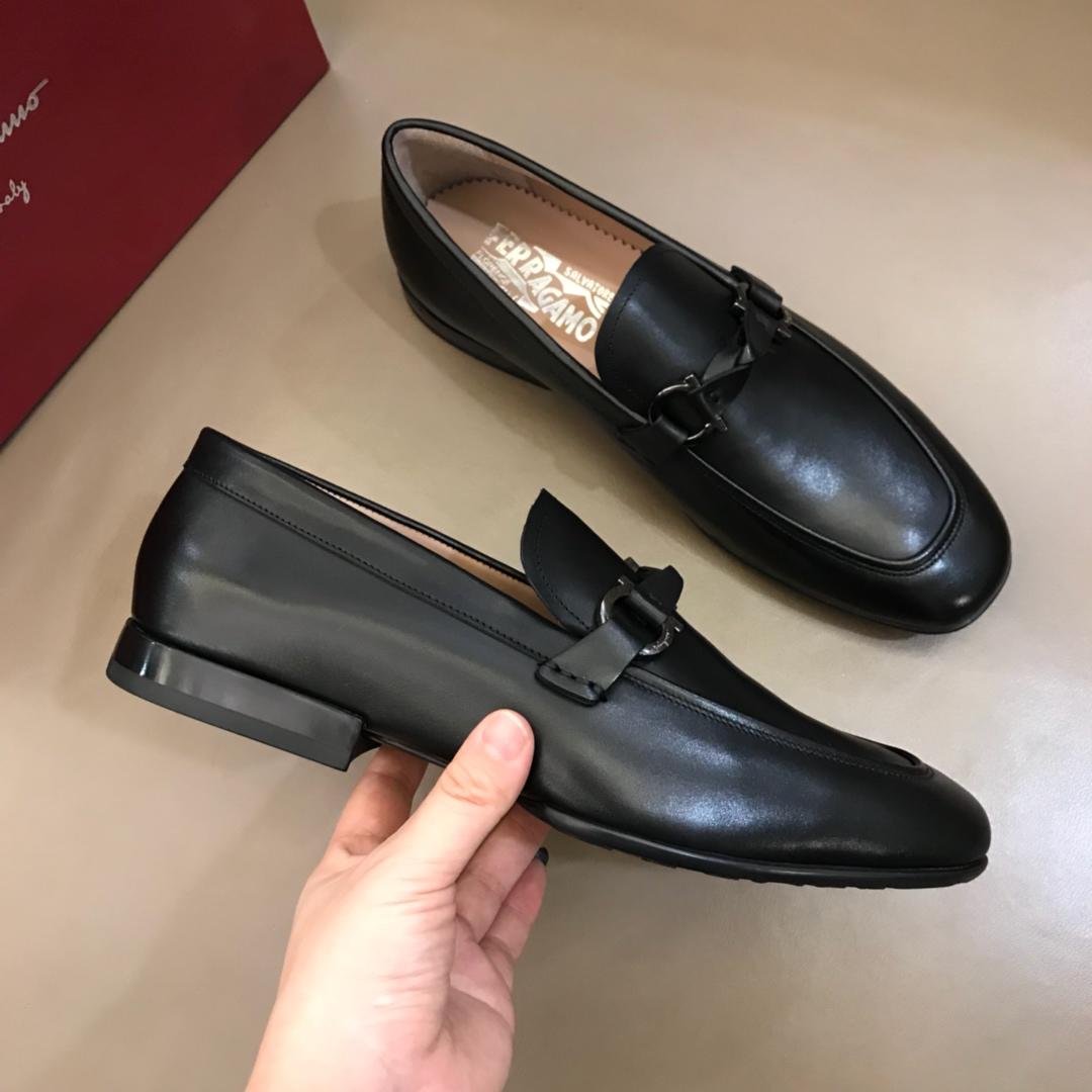 Salvatore Ferragamo Black Suede leather Fashion Perfect Quality Loafers With Black Buckle MS02998