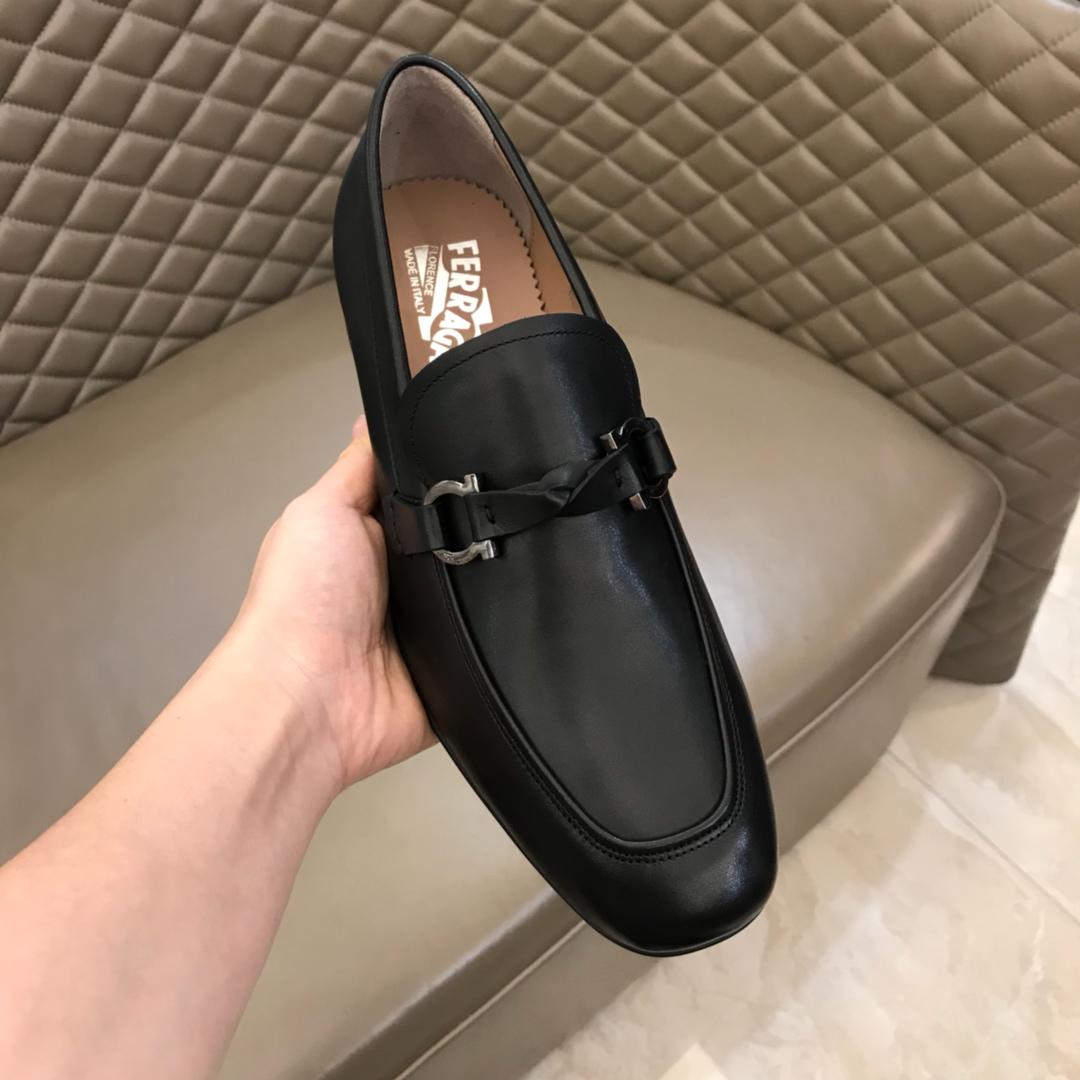 Salvatore Ferragamo Black Suede leather Fashion Perfect Quality Loafers With Black Buckle MS02998