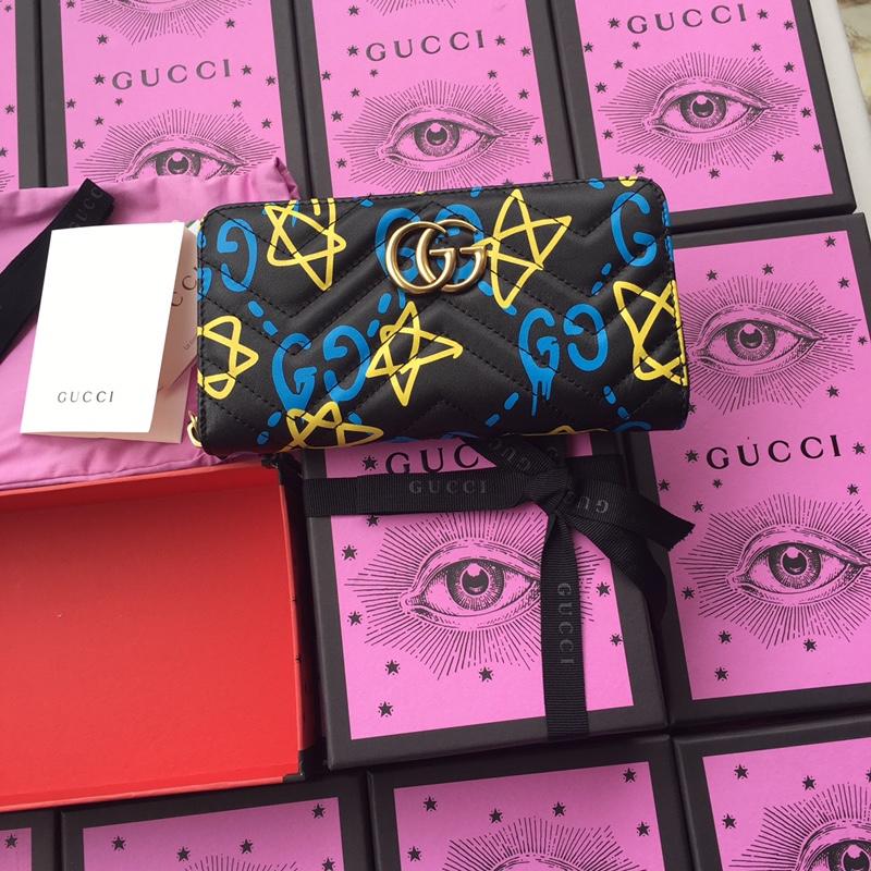 Gucci Perfect Quality zipped wallet with blue and yellow decorations GC07WM026