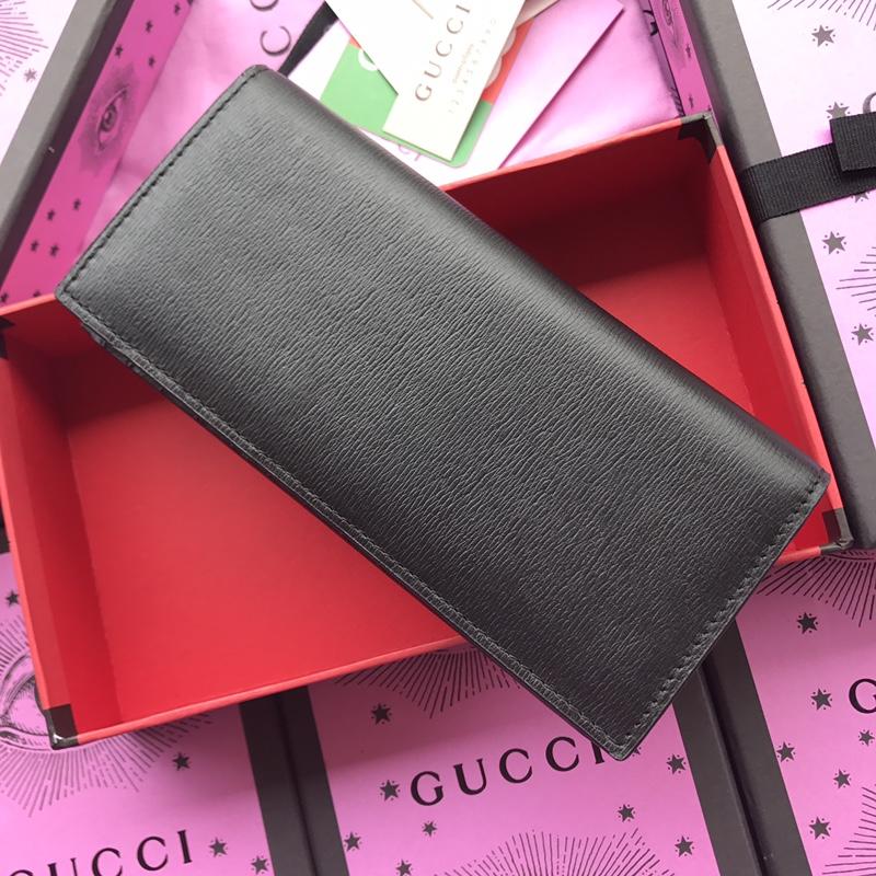 Gucci Perfect Quality plain black leather wallet GC07WM002