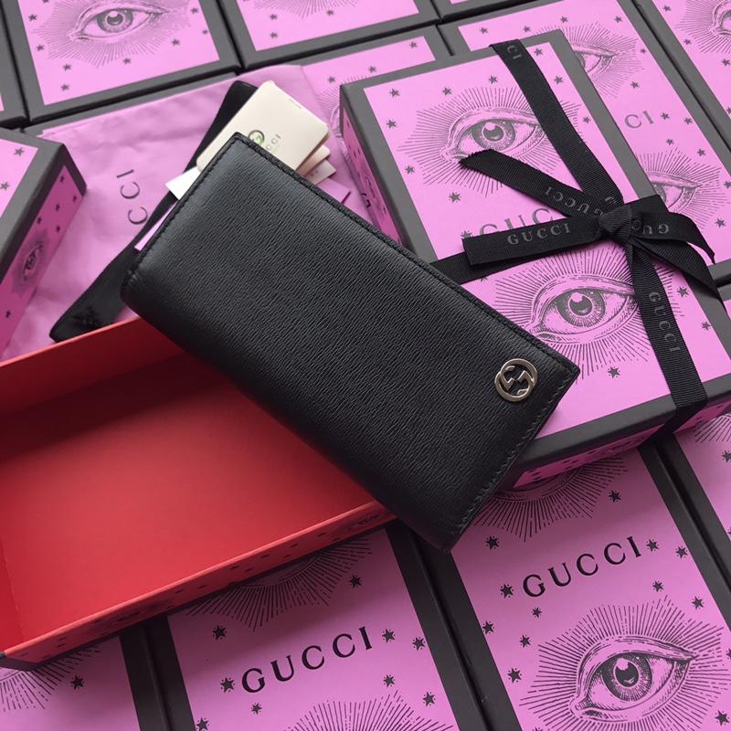 Gucci Perfect Quality plain black leather wallet GC07WM002