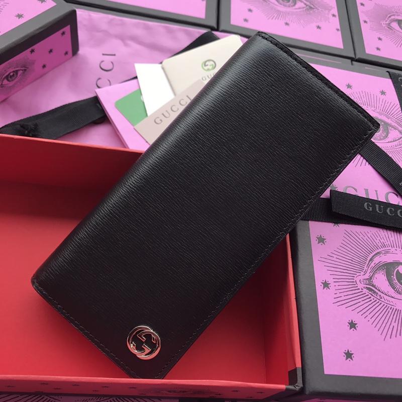 Gucci Perfect Quality plain black leather wallet GC07WM002