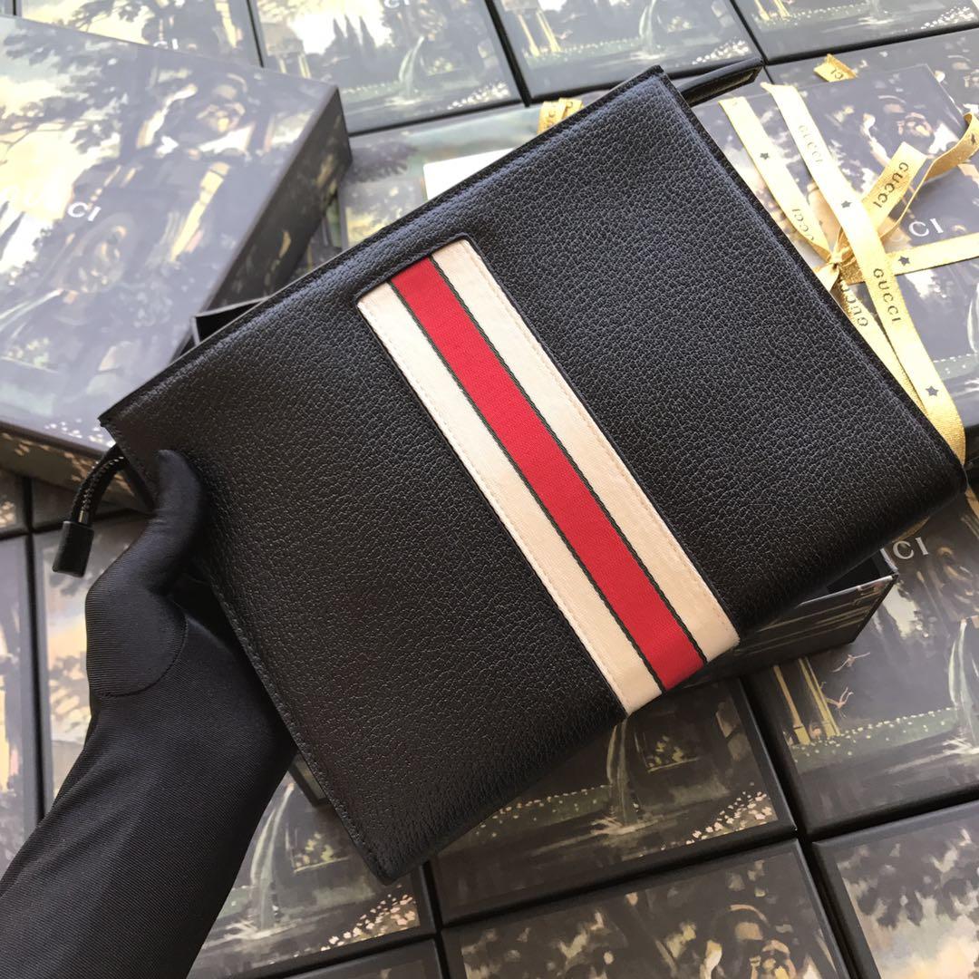 Gucci Perfect Quality plain black leather purse with red Gucci Perfect Quality label GC07BM003