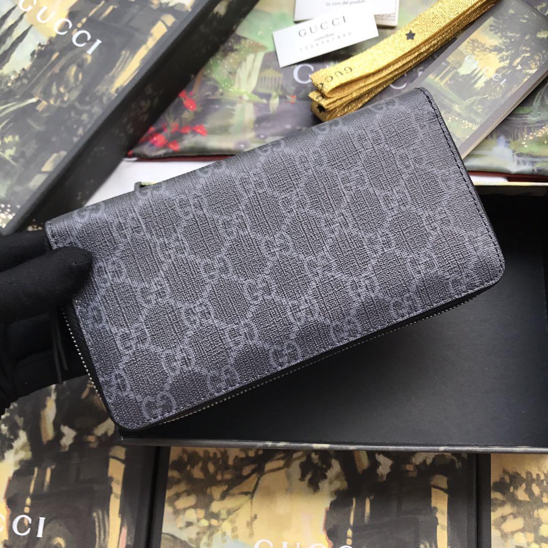 Gucci Perfect Quality large graphite colored snake wallet  GC07WM023