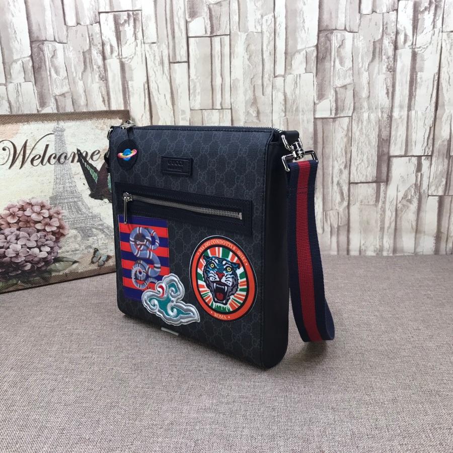 Gucci Perfect Quality graphite colored shoulder bag with colorful logos GC06BM034