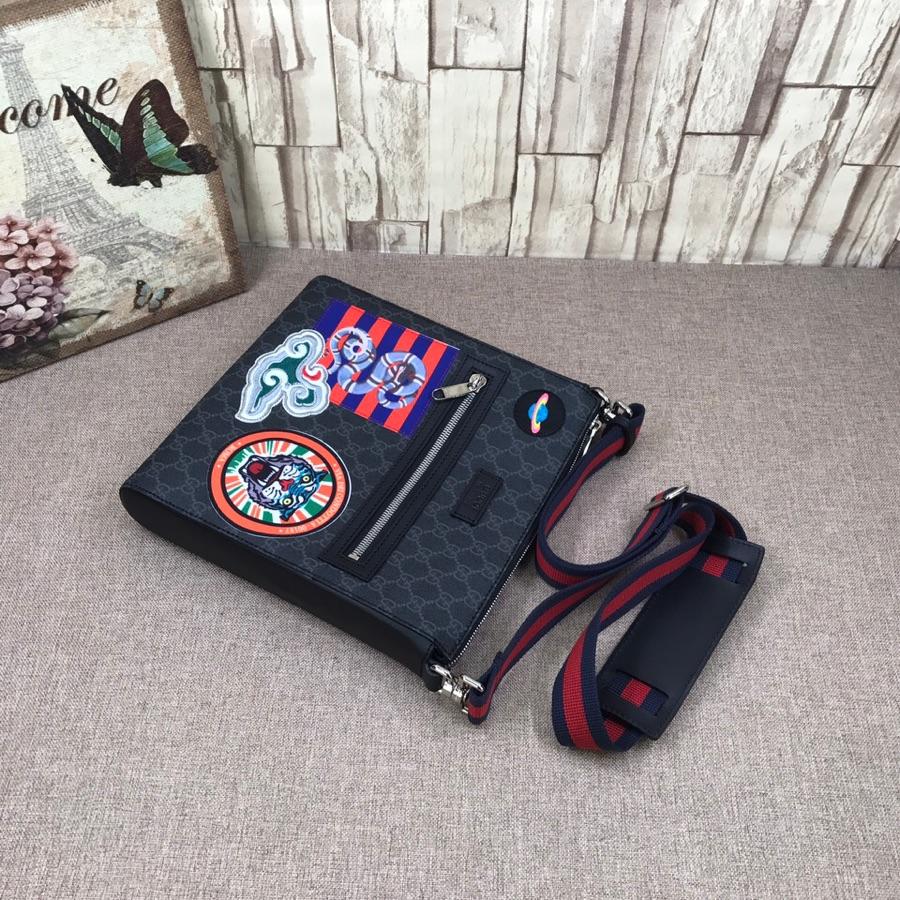 Gucci Perfect Quality graphite colored shoulder bag with colorful logos GC06BM034