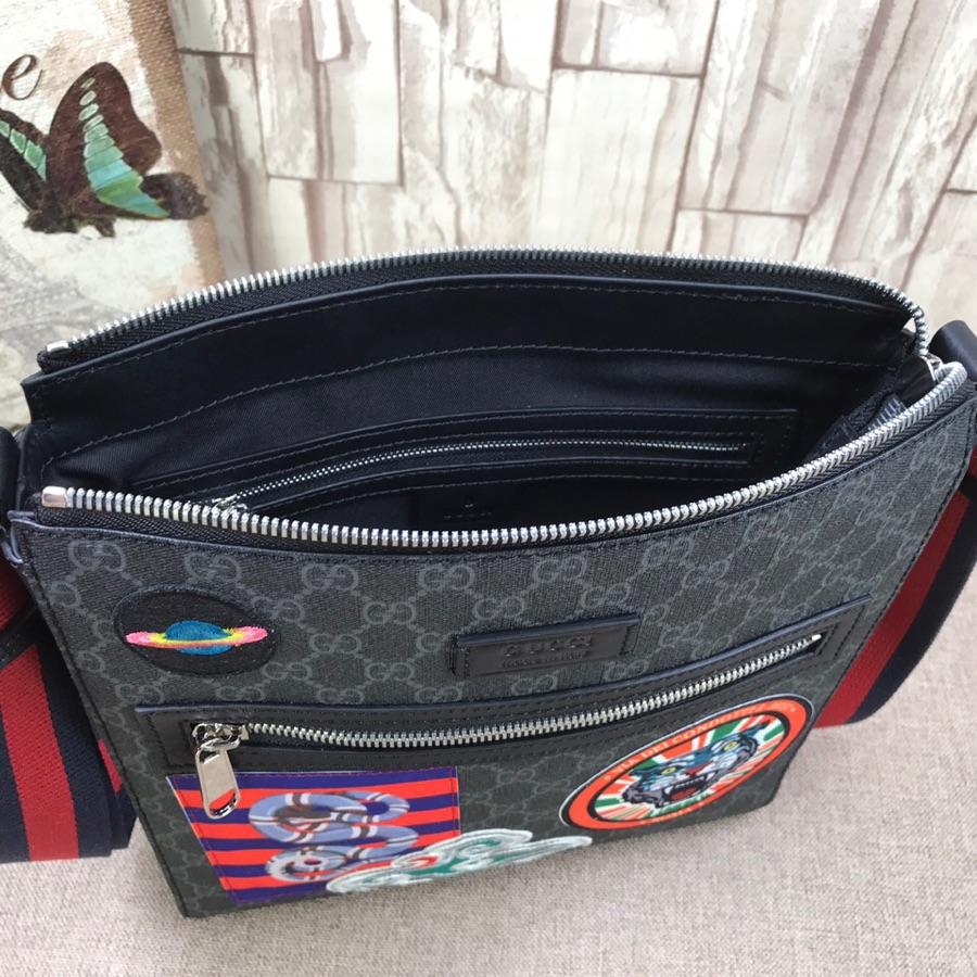 Gucci Perfect Quality graphite colored shoulder bag with colorful logos GC06BM034