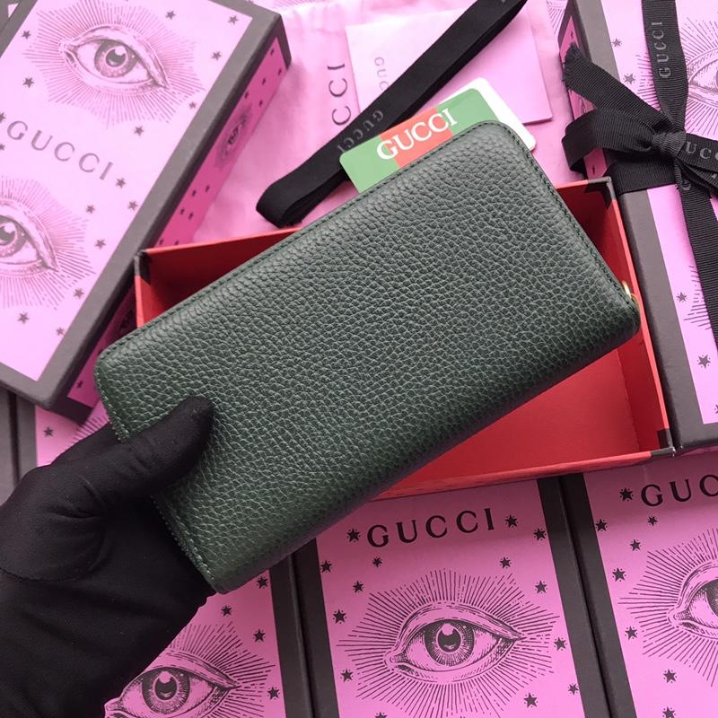 Gucci Perfect Quality dark green leather cat wallet GC07WM046