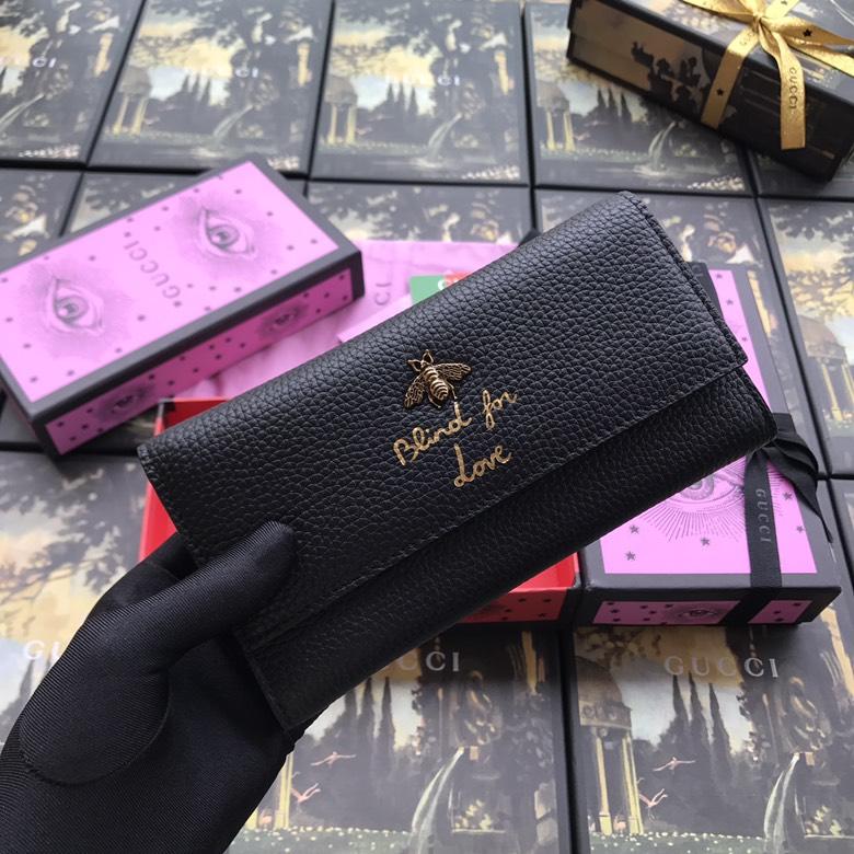 Gucci Perfect Quality blind for love black leather wallet  GC07WM030