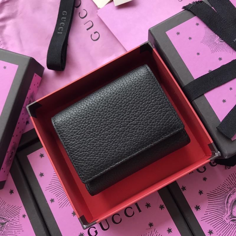 Gucci Perfect Quality black leather wallet with exterior pocket GC07WM035