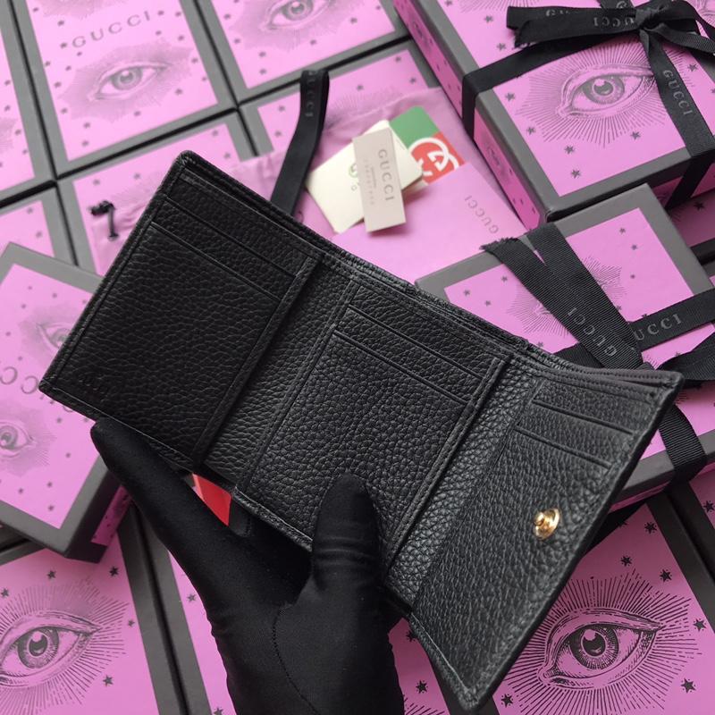 Gucci Perfect Quality black leather wallet with exterior pocket GC07WM035