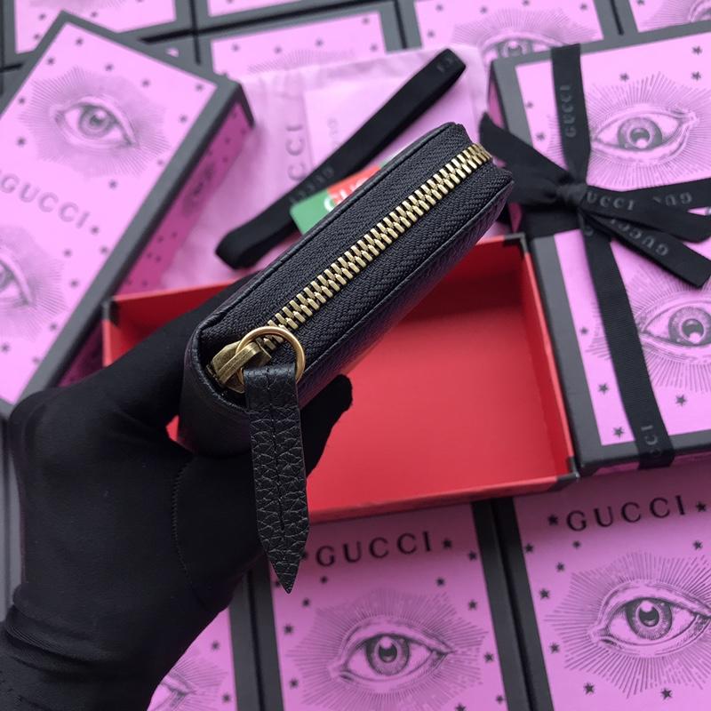 Gucci Perfect Quality black leather cat wallet GC07WM047