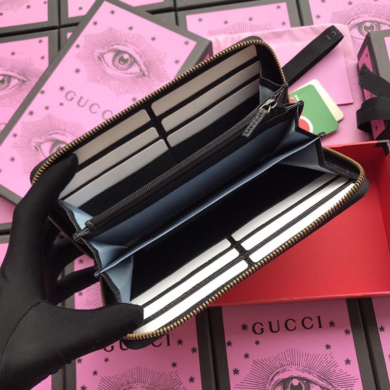 Gucci Perfect Quality black leather cat wallet GC07WM047