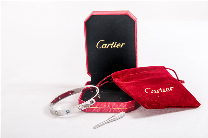 High Quality Cartier Love Bracelet Silver With Colorful Stones  B1A55204B46C